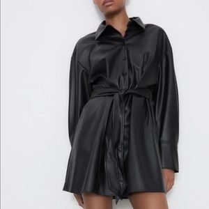 Black faux leather dress